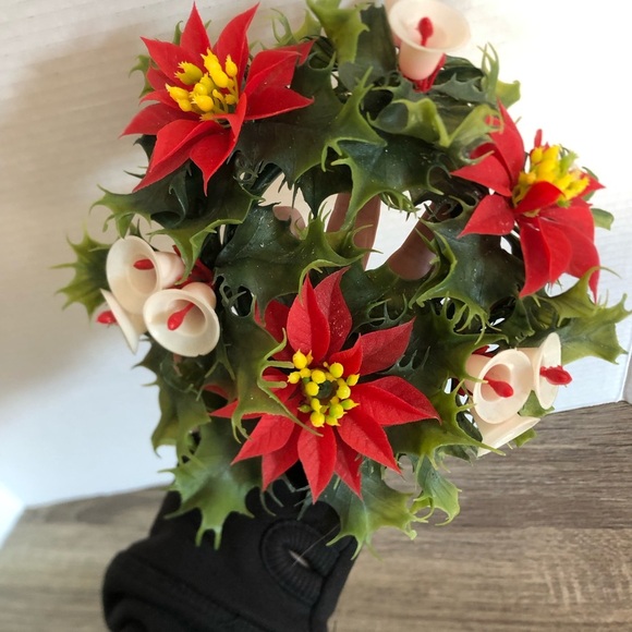 Vtg Kitchy MCM Faux Holly Wreath - Picture 8 of 8